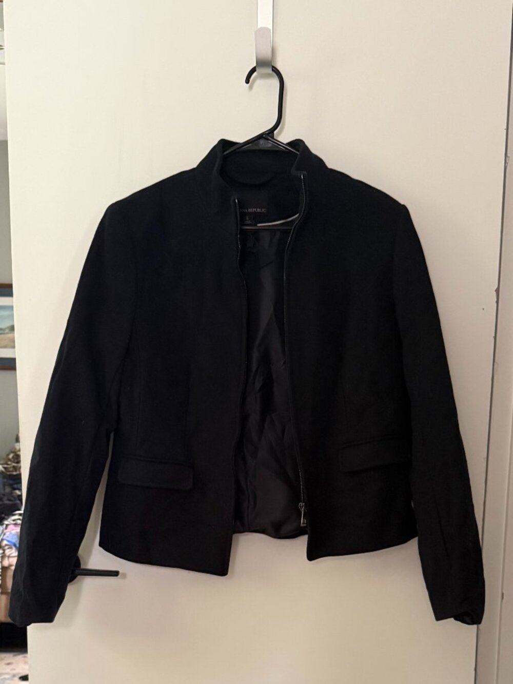 Banana Republic Black Wool Zip Jacket Tall 6